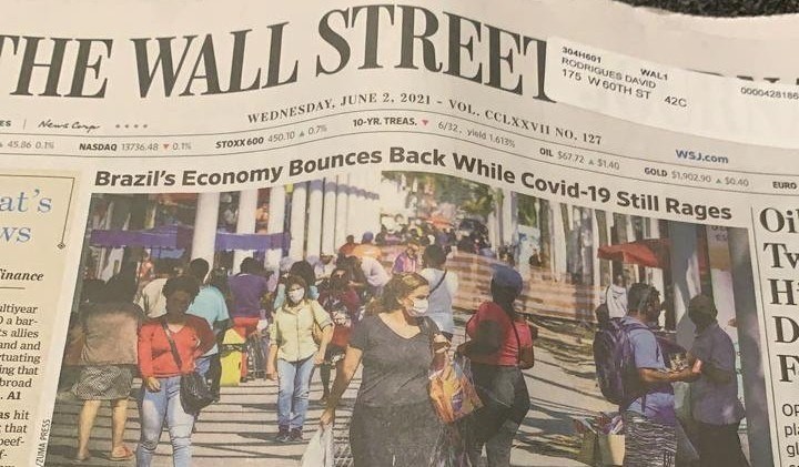 Wall Street Journal destaca crescimento e pandemia no Brasil
