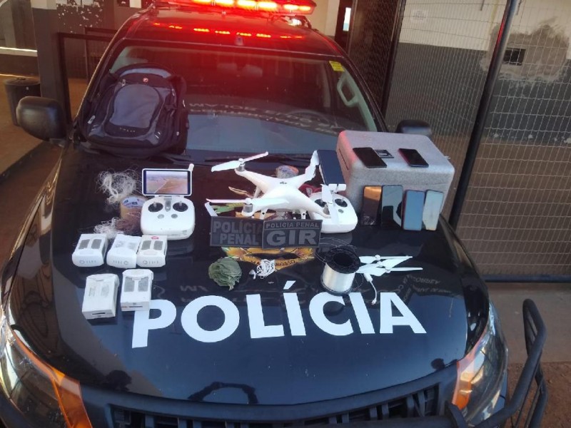Apreensão de drone com celulares na Mata Grande - Foto por: Sistema Penitenciário