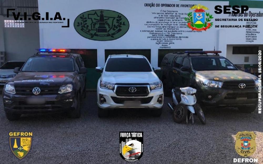 Gefron recupera dois veículos e uma motocicleta que seriam levados para a Bolívia
