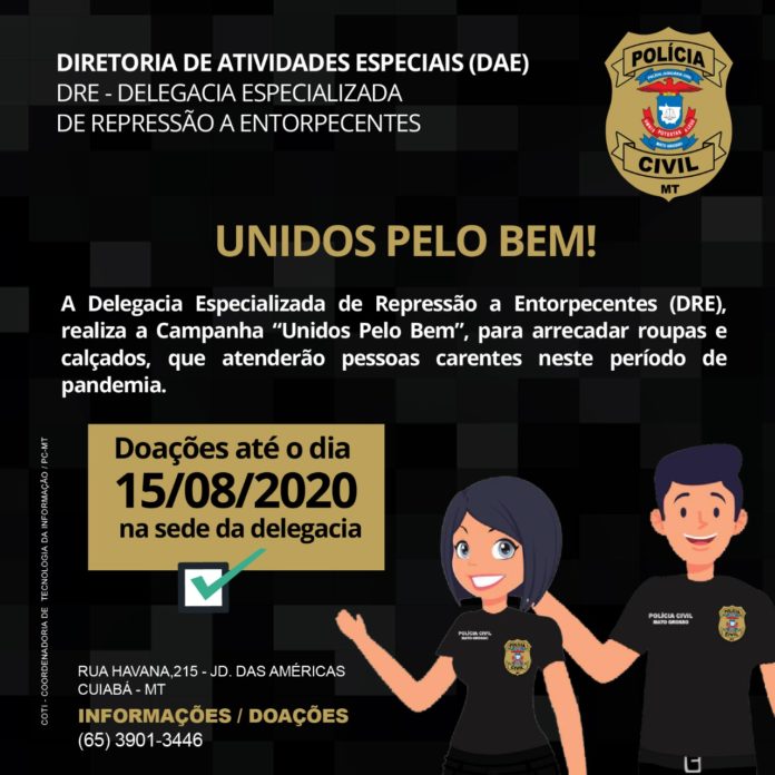 Campanha da Delegacia de Entorpecentes arrecada roupas e calçados para pessoas carentes