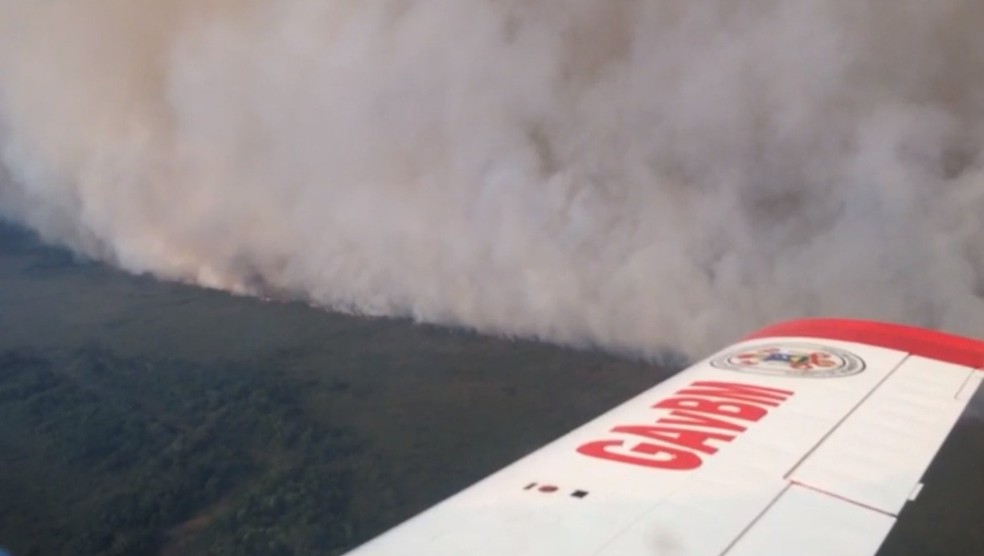 Incêndio atinge 26 mil hectares do Pantanal de MT; fumaça chega em Cuiabá e Várzea Grande