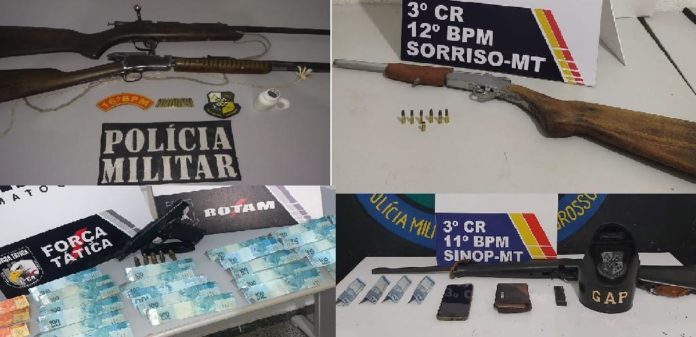 PM tira armas de fogo de circulação e prende seis em Cuiabá, Sorriso, Sinop e Nova Nazaré