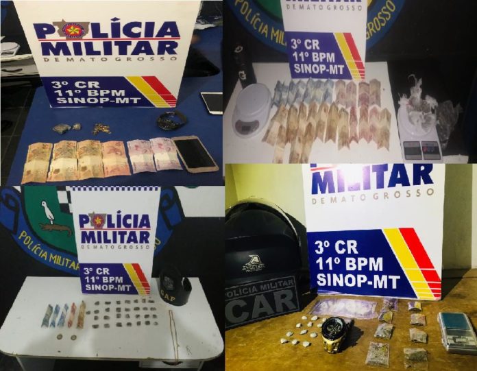 No intervalo de quatro horas, PM desmonta cinco bocas de fumo em bairros de Sinop