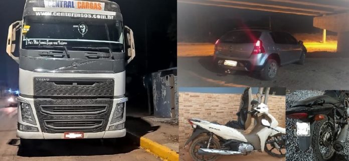 PM recupera uma carreta, um carro e duas motocicletas em Rondonópolis e Cuiabá