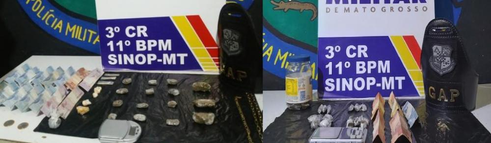 Três são presos por tráfico de droga em bairros de Sinop