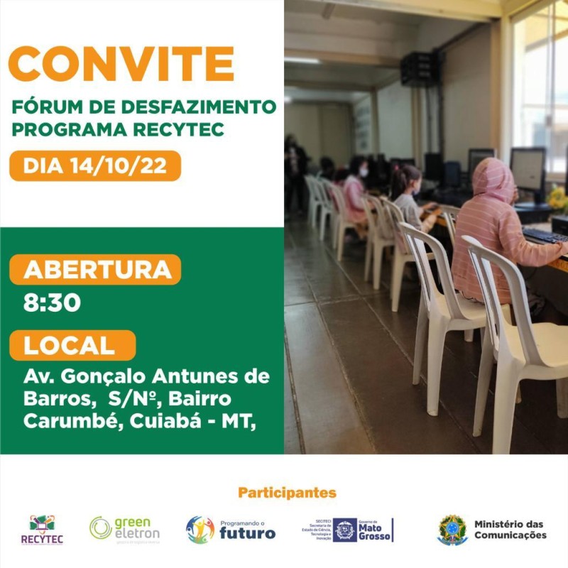 Governo de MT realiza fórum sobre descarte de equipamentos eletrônicos em órgãos públicos