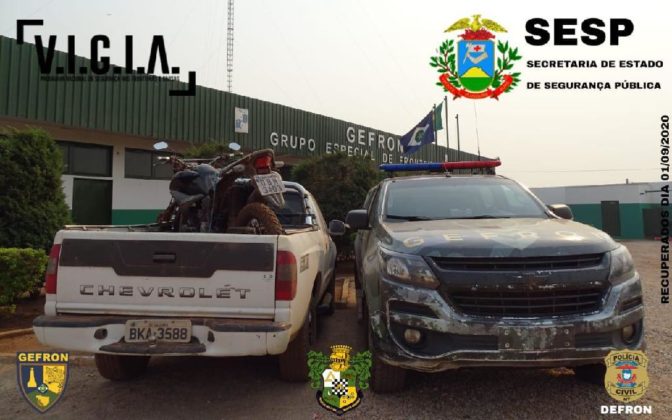 Ação conjunta recupera caminhonete e motocicleta na fronteira