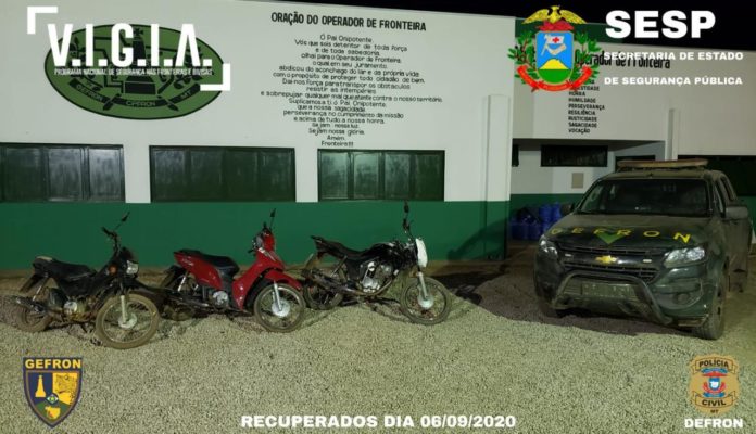 Motos que seriam levadas para Bolívia são apreendidas em Mato Grosso