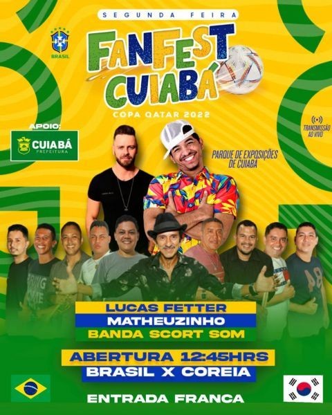 Prefeitura de Cuiabá garante apoio e cuiabanos poderão assistir mais um jogo da Seleção Brasileira no FanFest 