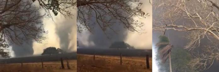 Fazendeiro registra redemoinho de fogo no Pantanal de Mato Grosso