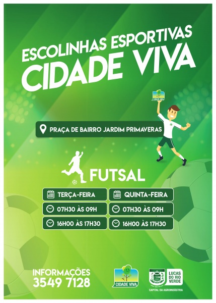 As aulas de futsal pelo programa Cidade Viva estão de volta no bairro Jardim Primaveras nesta terça-feira (10)