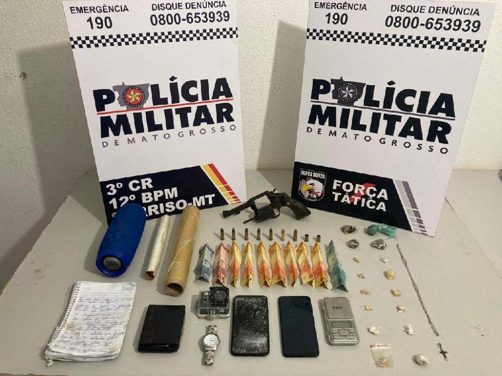 Casal é pego com droga e revólver em bairro de Sorriso