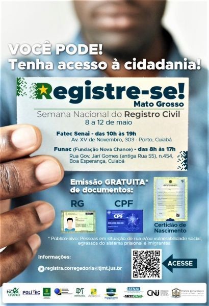 Prefeitura de Cuiabá é parceira da Semana Nacional do Registro Civil - Registre-se!