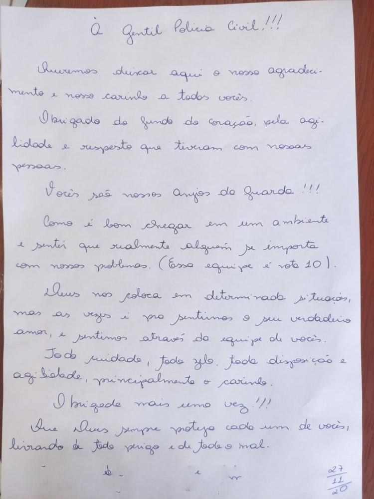 Polícia Civil de Lucas do Rio Verde recebe agradecimento de casal vítima de roubo
