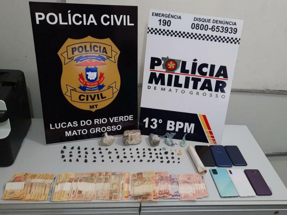 Seis são conduzidos com drogas e dinheiro; grupo movimentava o tráfico de drogas em Lucas do Rio Verde