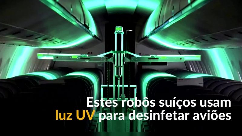 Robôs suíços usam luz ultravioleta para desinfetar aviões